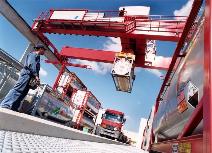 Ein Blick auf das bestehende Freilager von Hoyer im Chempark