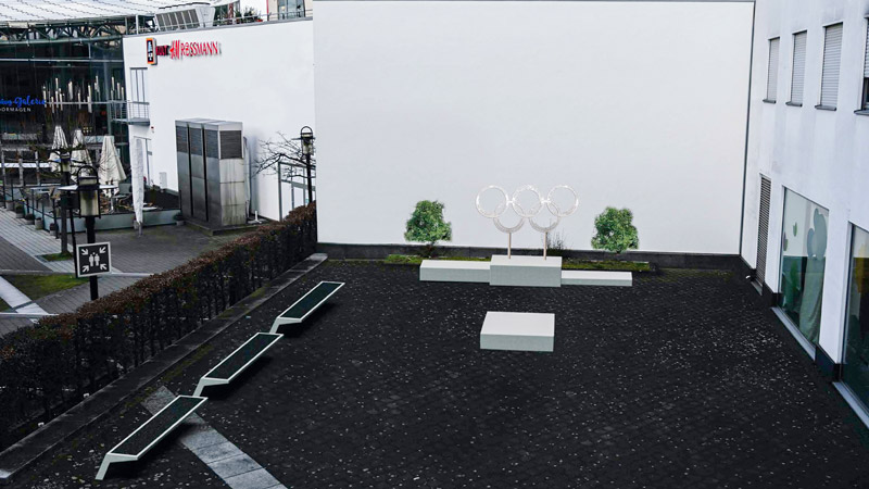 Der Entwurf des Künstlers Holger Hagedorn in seiner möglichen Ausführung am Standort inklusive der Lichtinstallation. 