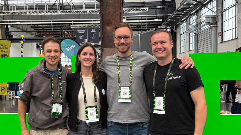 Christoph Reitenberger (SWD), Alena Engelhard (Mensch goes GmbH), Rafael Pasquay und Thorsten Klein (BasePeak GmbH) werben für das neue SWD-Format