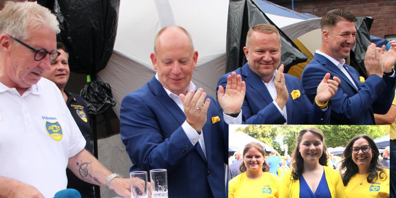 KG-Präsident Andreas Aretz stellte die Tollitäten vor, von rechts: Bauer Chris, Prinz Stefan, Jungfrau Johanna sowie Kinderprinzessin Emma-Liza (Mitte) 