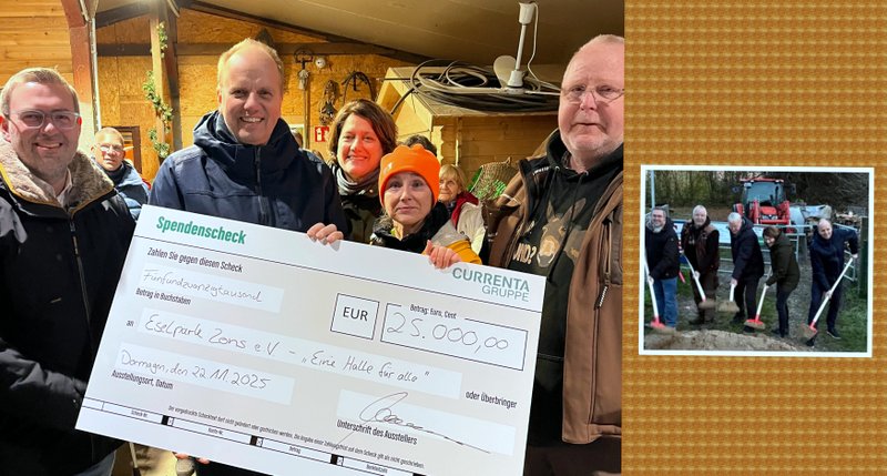 Freude kam gestern im Eselpark bei der Überreichung einer namhaften Spende von Currenta und dem Spatenstich für die „Halle für alle“ auf