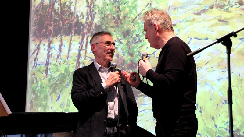 Initiator der Matinée Roger Nyssen (links) und Moderator Ralf Bodelier