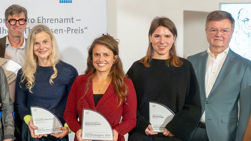 Preisträger mit Stiftervertreter, von links: Marko Rösseler, Solveig Flörke, Katharina Kunert, Astrid Probst und Wilhelm Ferdinand Thywissen 