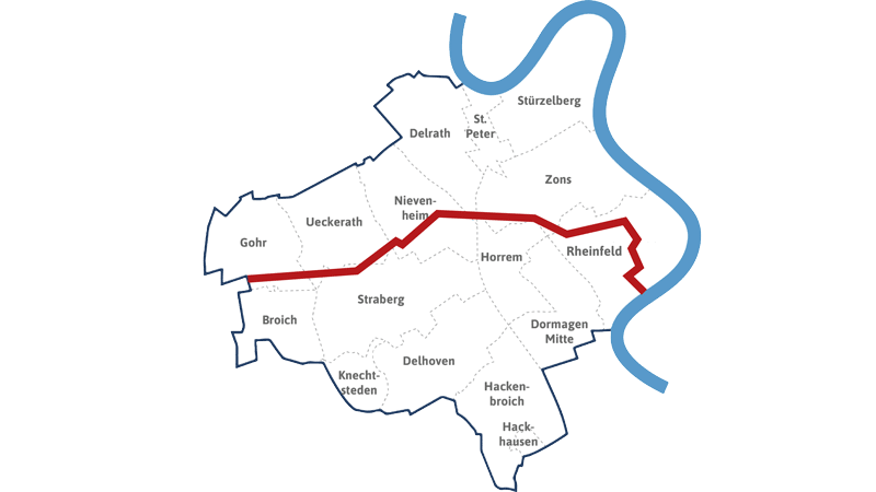 Der Verlauf der Rheinwassertransportleitung