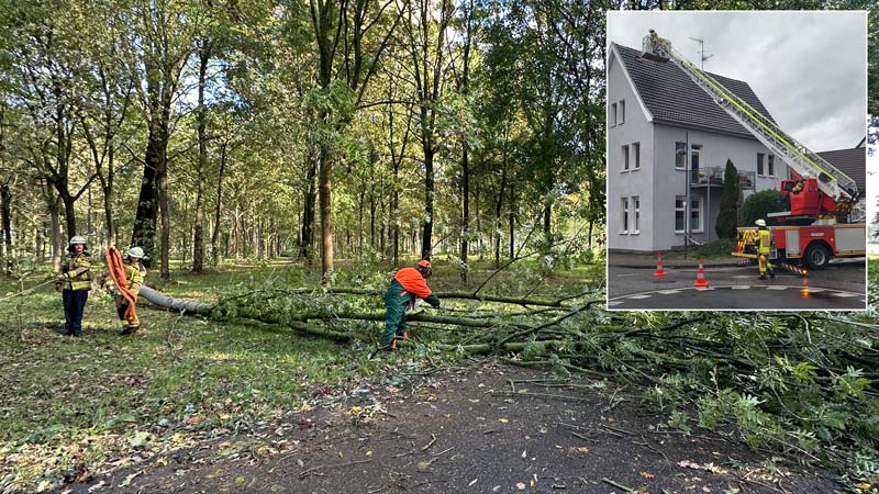 In Dormagen sorgte allein der Sturm dafür, dass die Feuerwehr zehn Mal ausrücken musste