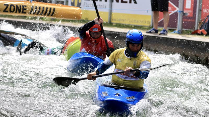 Marten Konrad beim Finallauf im Kajak-Cross