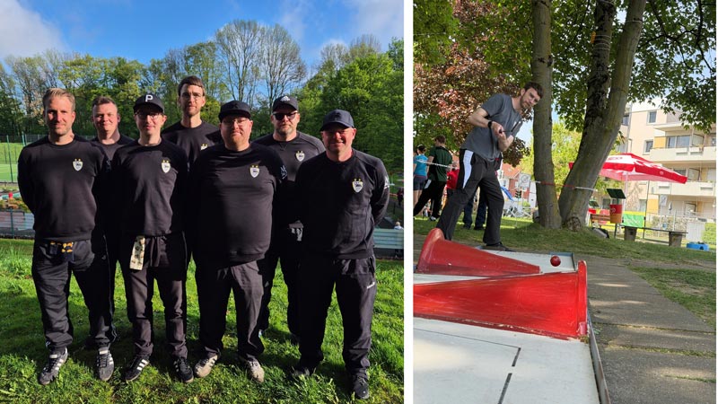 Dennis Kapke, Lauro Klöckener, Tristan Kleiner, Sebastian Kube, Sebastian Heine, Patrick Bothmann und Chef Alexander Junkermann bildeten das MGC-Team / Sebastian Kube beim Spiel