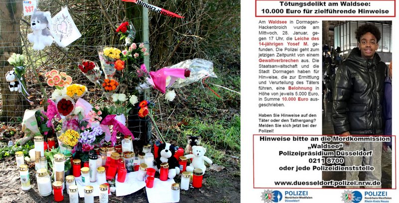 Kerzen, Blumen, Teddys und mehr in der Nähe des Waldsees sind ein Zeichen der Trauer und des Gedenkens an den Jungen 