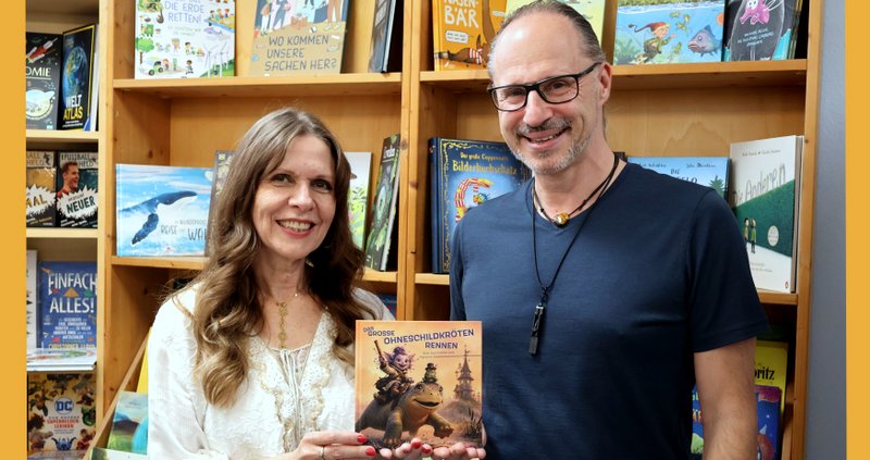 Cornelia Modersitzki und Steven Morrys beim Treffen in der City-Buchhandlung