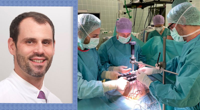 Bei sehr großen Narbenhernien erzielt Dr. Nicholas Bohnert (links) gute Erfolge mit der Kombination aus Botox-Gaben und einer schonenden Dehnung der Bauchwand