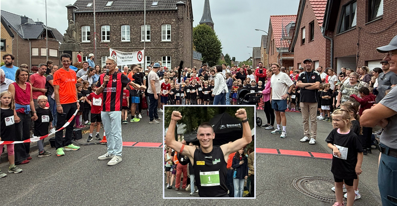 Moderator Berthold Mertes und die Straberger freuten sich über die Rekordbeteiligung - zum dritten Mal in Folge siegte Mathis Kaufmann vom Verein Silvesterlauf Trier (kleines Foto)