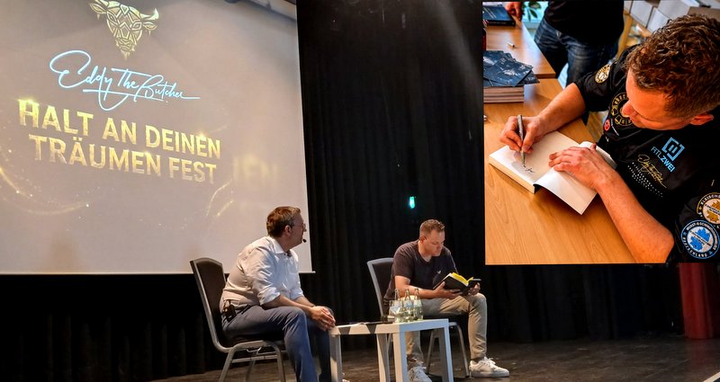 Sorgten für eine unterhaltsame Buchvorstellung: Eddy the Butcher und Erik Lierenfeld