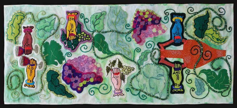 Diese Arbeit von Greta Friggens ist im Rahmen der aktuellen Ausstellung im Kreismuseum zu sehen und ist ein Beispiel für das Stickprojekt
