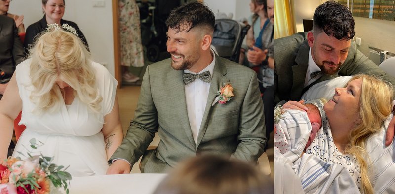 Hochzeit und Geburt am gleichen Tag: Katharina, Raffaele und Emiliano Infusino