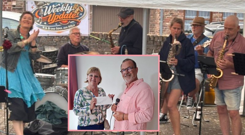 Vize-Bürgermeisterin Katja Creutzmann gratulierte stellvertretend Manfred Steiner - für musikalische Unterhaltung sorgte unter anderem die Band Weekly Update